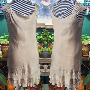Gorgeous Champagne Silk Beaded Minidress Jones New York Dress